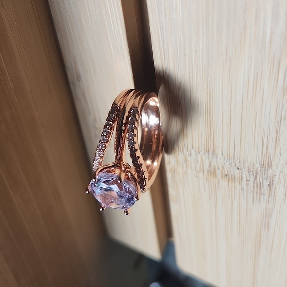 Rose Gold Cubic Zirconia Engagement Ring Size 6.5 - Picture 4 of 8